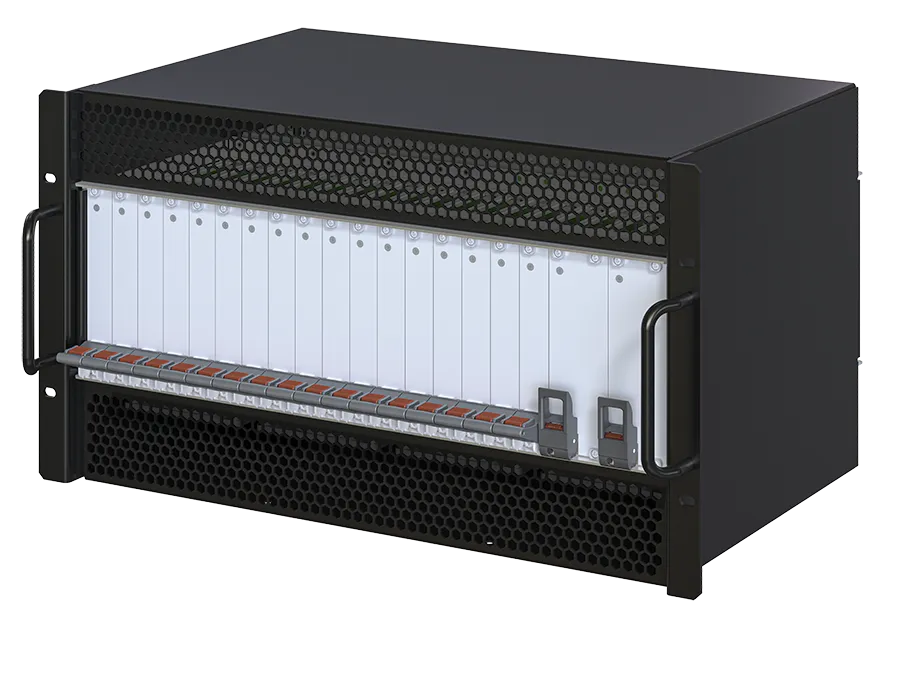 5U Rack Mount IEEE 1101.1 and 1101.11 RTM Compliant Card Cage 84HP Width and 17 - 4HP Card Slots and 2 - 8HP PSU Slots